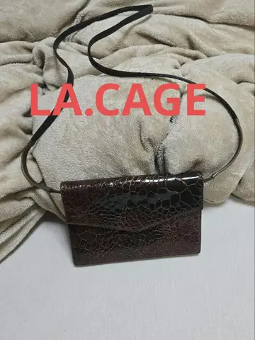 LA.CAGE 라.카쥬 브라운 가죽 숄더백 크로커다일 패턴