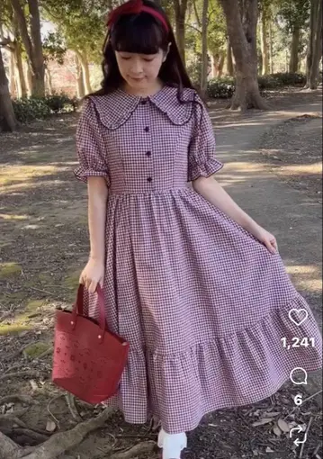 m petit 아오키 미사코 깅엄 체크 원피스 시마미사 S