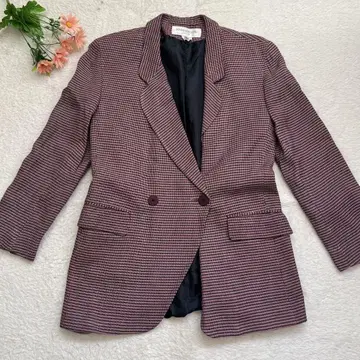 JONES NEW YORK 핑크 계열 체크 테일러드 자켓 6P 구제 의류
