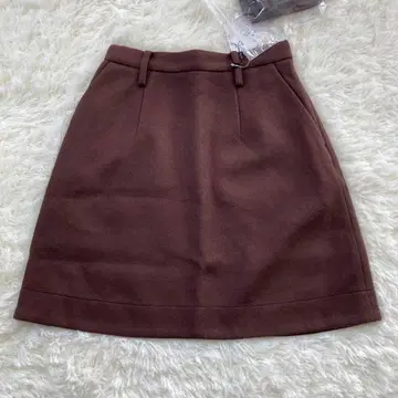 새상품 MOUSSY 마우지 고급 울 미니 스커트 브라운 1 벨트 플레어