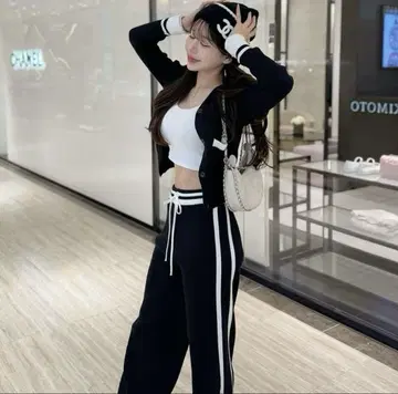 qung 완판템 더블 라인 셋업 블랙