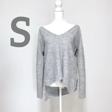 ZARA V넥 니트 양모 알파카 블렌드 갸루 오픈 숄더 그레이