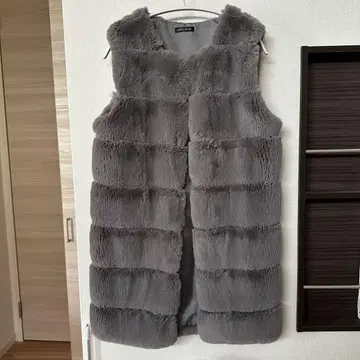 인조 모피 베스트 롱