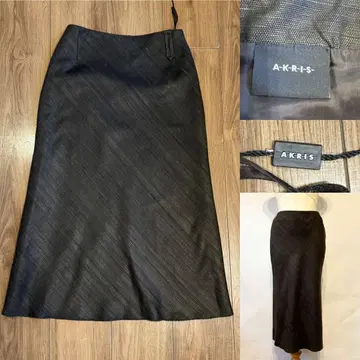 미사용 AKRIS 실크 100 롱 스커트 US 6