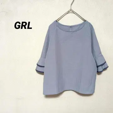 1680T 그레일 7부 소매 블라우스 프릴 상의 심플 무지 봄/여름/가을