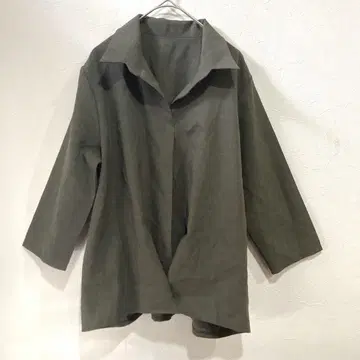 Plaisir femme 모스그린 스키퍼 셔츠 7부 소매 풀오버