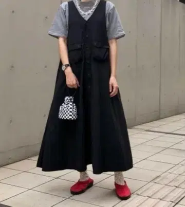 새상품! BEAMS BOY / 나일론 타서 C-1 슬리브리스 원피스