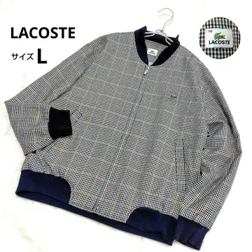 [ 레어 ] LACOSTE 봄버 자켓 체크 무늬 숏기장 블루종 네이비