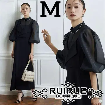 RUIRUE BOUTIQUE 드레이프 오프숄더 타이트 원피스 블랙 드레스