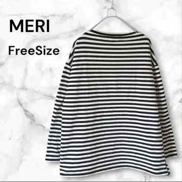 MERI 미 보더론T 화이트 x 블랙 루즈한 사이즈