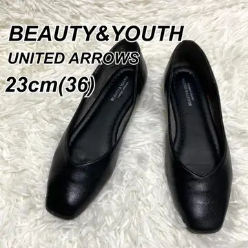 유나이티드 애로우즈 펌프스 플랫 블랙 V컷 스퀘어토 23cm