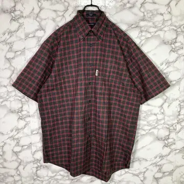 노티카 (M) 체크 무늬 버튼 다운 반팔 셔츠 그레이 빨간색
