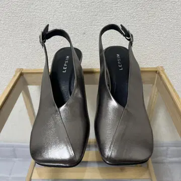 LEPSIM 메탈릭 그레이 슬링백 펌프스