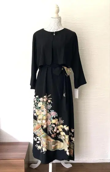블랙 전통 예복 기모노 리메이크 포멀 원피스 외 3세트