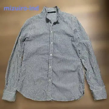 mizuiro-ind 주름 가공 스트라이프 긴팔 셔츠
