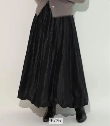 Rirandture 새틴 벌룬 스커트 블랙 롱 기장