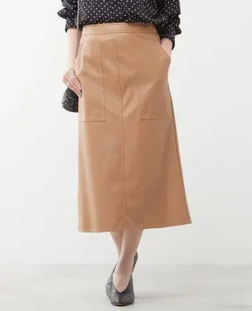 마르티니크 인조 가죽 타이트 스커트 카멜