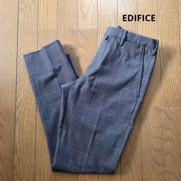 EDIFICE 슬랙스 체크 그레이 스트레치