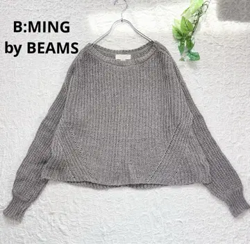 B:MING by BEAMS*코튼 린넨 오버 사이즈 숏 기장 니트*
