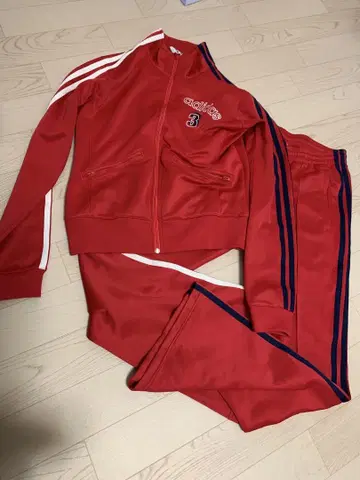 adidas 레드 저지 상하의 쓰리 스트라이프 L