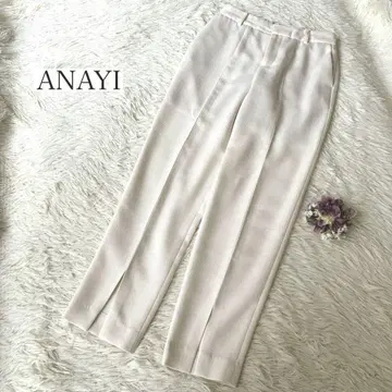 새상품급 ANAYI 라이트 슬라브 테이퍼드 슬릿 팬츠 화이트 아이보리