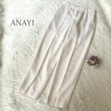 새상품급 ANAYI 라이트 슬라브 테이퍼드 슬릿 팬츠 화이트 아이보리