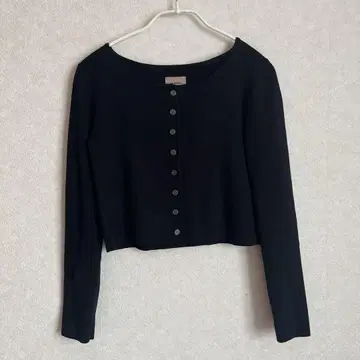 THE SHISHIKUI 코튼 리브 숏 기장 가디건 BLACK