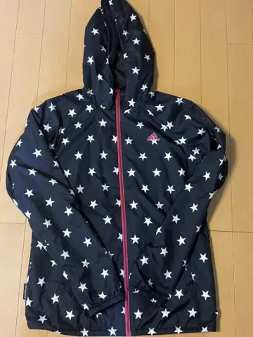 adidas 별 패턴 네이비 후드 부착 자켓