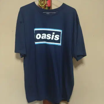 oasis 로고 네이비 T셔츠 타워 레코드