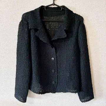 이타리야 이탈리아 긴팔 플리츠 가디건 11호 블랙 스톤 라메