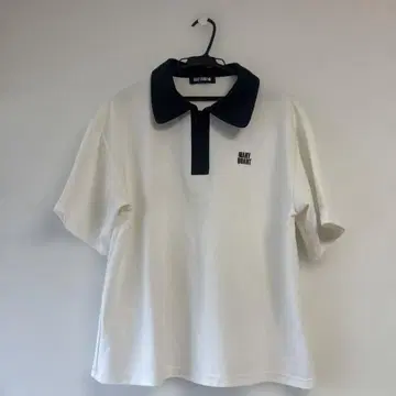 MARY QUANT 지퍼 피케 셔츠 화이트/블랙