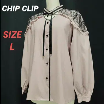 CHIP CLIP 블라우스 레이스 프릴 리본 타이 지뢰계 양산형 L