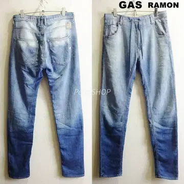GAS 조그진 RAMON [ M ] 강한 스트레치 슬림 데님 연한 파랑