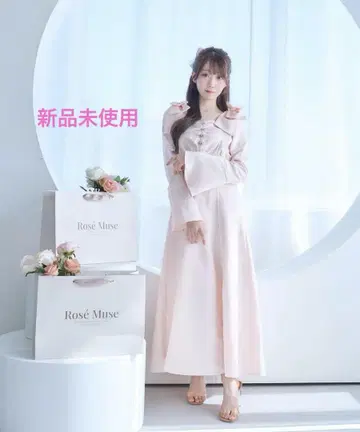 로제 뮤즈 shoulder ribbon jacquard dress