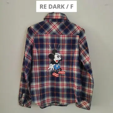 RE DARK / F 미키 셔츠 체크 셔츠 플란넬 셔츠 디즈니
