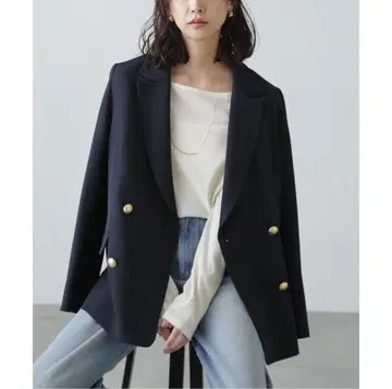 미사용 새상품 프리즈마트 네이비 더블 브레스트 자켓