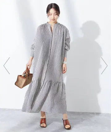 새상품급 저널 스탠다드 레사쥬 데신/스트라이프 맥시 원피스