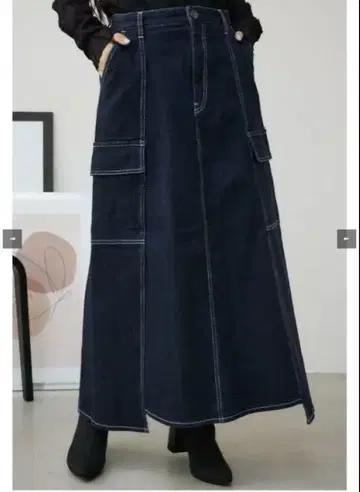 AZUL BY MOUSSY 데님 카고 세미 플레어 스커트
