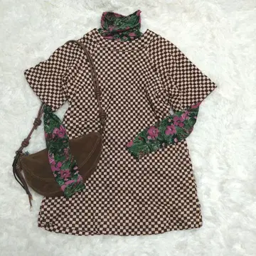 vintage 체크 미니 원피스 퀼팅 itimi otoe OZ