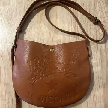 IL BISONTE 빅 로고 가죽 숄더백 천연 가죽