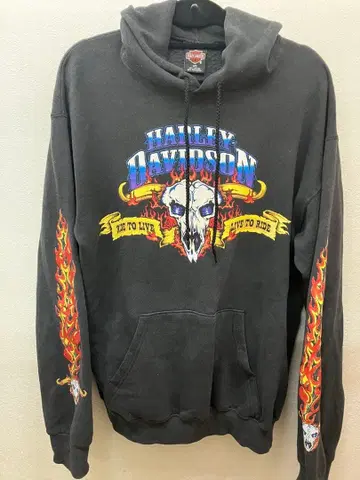 최종 가격 할리데이비슨 후드티/M/코튼/파이어 패턴