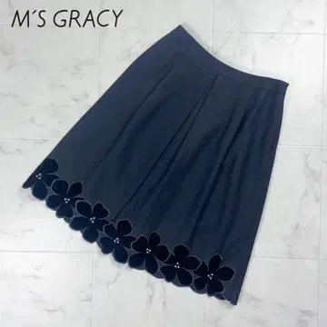 M'S GRACY 벨로아 플라워 택스커트 블랙 사이즈 40*HD987