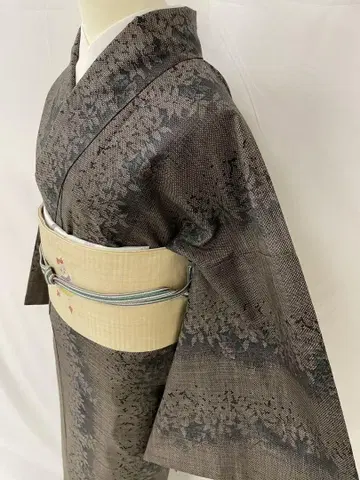 새상품급 순수 실크 이중 기모노 본고장 진흙 염색 오시마 명주 단품