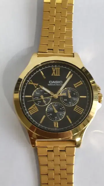 CASIO 골드 아날로그 손목시계 크로노그래프