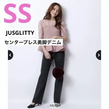 새상품급 중고 JUSGLITTY 센터 프레스 슬림 레그 데님 블랙 SS