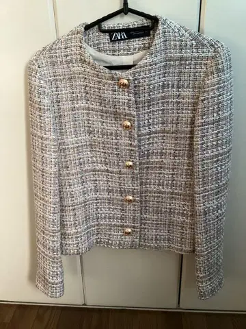 미사용 새상품 ZARA 노카라 트위드 자켓 XS 사이즈