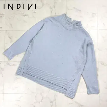 INDIVI 캐시미어 혼방 하이넥 니트 색스 블루 사이즈 38*HD999