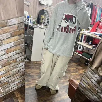 XL 90s USA제 원펀런 롱 슬리브 티셔츠 그레이