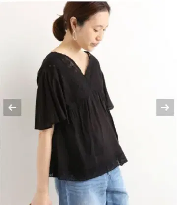 IENA SLOBE 마니 레이스 핀턱 블라우스 블랙