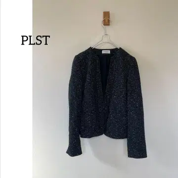 PLST 플라스테 키넥 노카라 트위드 자켓 네이비 M 사이즈
